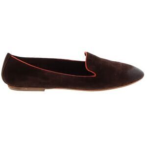Sundance Brown Smoking Flats Shoes Size 39 8.5  Suede Leather Orange Trim Preppy